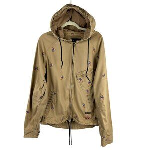 Akoo Pro Football Club Jacket Men Large Tan Brown Fox Sudden Death Cotton Preppy